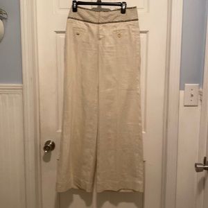 Anthropologie Idra Boho Embellished 100% Linen Pants Size 8 Retails $150